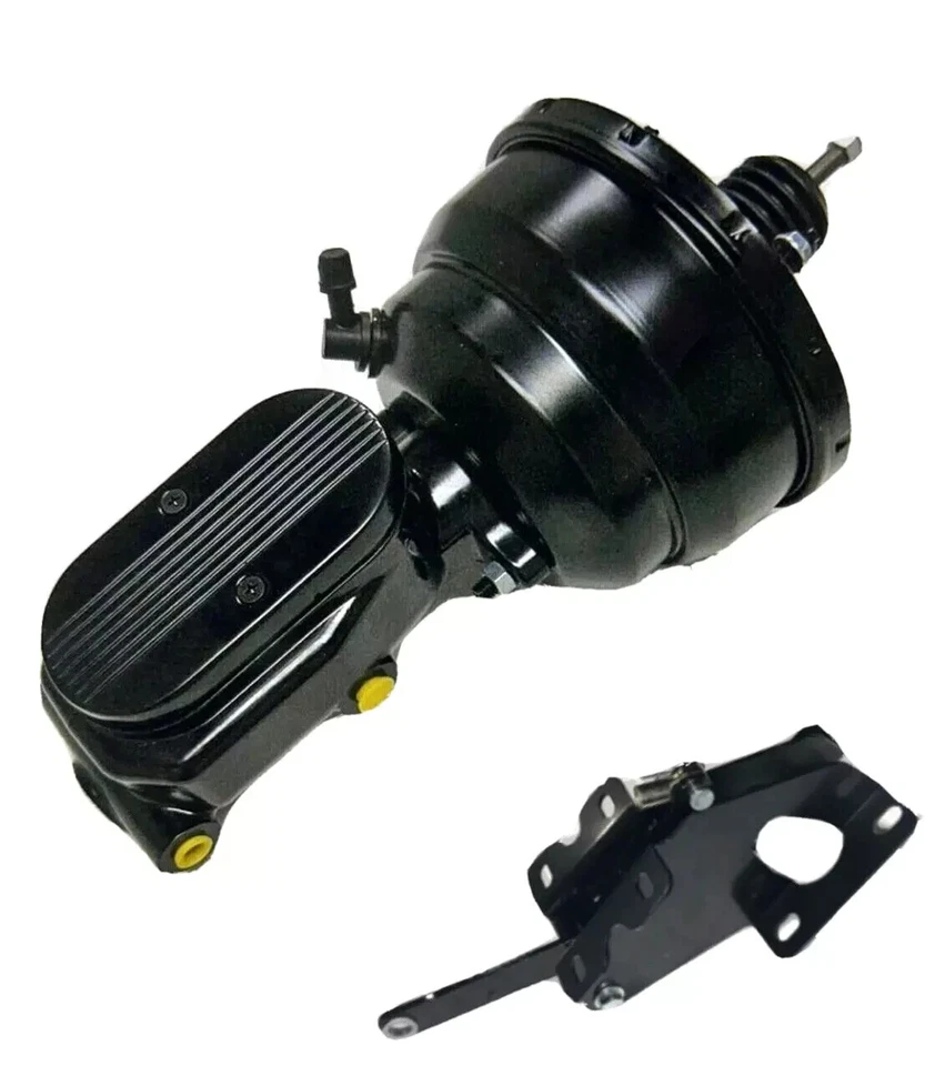 8" Dual BLACK Power Brake Booster + Ball Milled Master + Fairlane Torino Bracket - Image 1 of 4