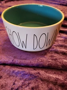 Rae Dunn 6" Dog (4 Cup) Teal Pet Bowl Artisan Collection By Magenta "Chow Down" - Picture 1 of 3