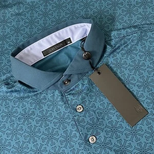 Greyson Golf Polo Shirt Lions Tooth Polo Short Sleeve Men Sz M Medium Blue-green - Picture 1 of 14