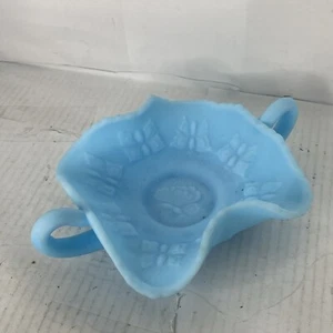 Vintage FENTON SATIN Light Blue Butterfly Candy Dish with Handles - Picture 1 of 4