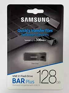 New Samsung BAR Plus 3.1 USB Flash Drive 128GB Titan Grey MUF-128BE4/AM - Picture 1 of 3