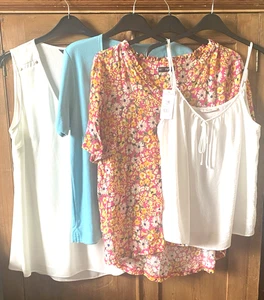 F&F, George, Penny Plain Summer Top Blouse x 4 Bundle - Size UK 16 - Picture 1 of 18