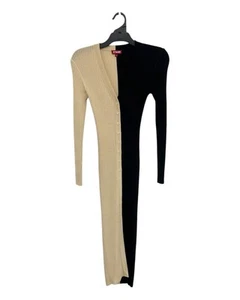 Like New STAUD Women's Black and Cream Contrast Knit Midi Dress Size S - Picture 1 of 5