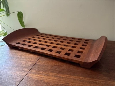 Vintage Wood Lattice Serving Tray Mid Century Modern MCM Unmarked Gift Decor - Image 1 of 4