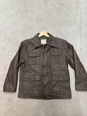 Chaqueta de cuero para hombre LUCKY BRAND talla S marrón cremallera completa Foto 1 de 4
