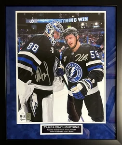 Andrei Vasilevskiy Jake Guentzel autographed framed 16x20 photo JSA Lightning - Picture 1 of 3