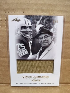 2012 Vince Lombardi Leaf Legacy Worn Jacket Patch Card Packers Redskins #1/5 JC - Bild 1 von 4