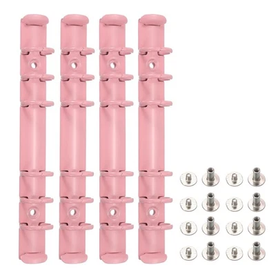 A6 Ring Binder Mechanisms, 4 Set 6-Hole Replacement Binder Planner, Pink - Image 1 of 4