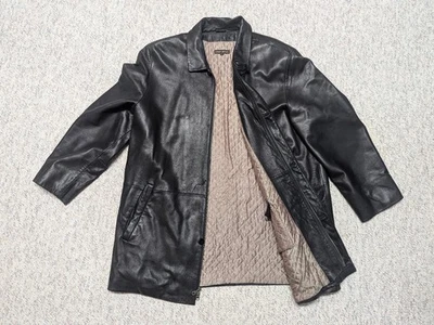 ROBERT COMSTOCK Cuero Suave PIEL DE CORDERO Abrigo Negro 2XLT Chaqueta 50L De Colección Años 90 Foto 1 de 4