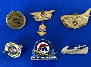 Lot Of 6 VTG DELTA AIRLINES Lapel Pins 911 Remember, Sky team , Olympics More - Picture 1 of 11
