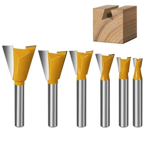 6 piezas HM 1/4" vástago cola de golondrina fresa 8/14° carpintería cortador herramienta - Imagen 1 de 12