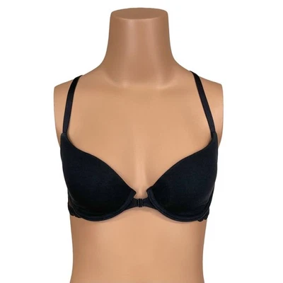 Victoria's Secret спортивная спина Demi бюстгальтер Sz 32C спереди закрыть черный цветочный кружева с подкладкой - Изображение 1 из 4