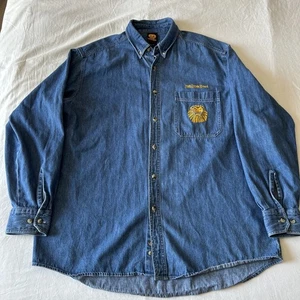 Disney The Lion King Denim Shirt Men’s Medium Button Down L/S Vintage Broadway - Picture 1 of 9
