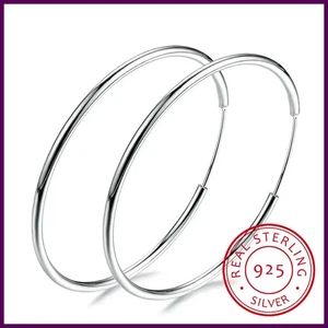 Damen 100 % 925 Sterlingsilber Creolen rund Kreis Schleife Geschenke Box Verpackung - Bild 1 von 24