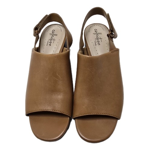Sandali donna Clarks Elisa Lyndsey marroni 6M pelle tacco a blocco slingback