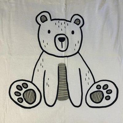 Old Navy Teddy Bear Baby Blanket Cream Off White Black Cotton Stretch Jersey - Image 1 of 4