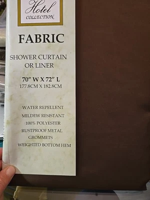 Hotel Collection Mold & Mildew Resistant Fabric Shower Curtain - Brown NEW Liner - Image 1 of 4