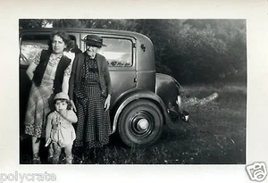 Portrait famille voiture ancienne Citroën Rosalie - photo ancienne - Picture 1 of 1