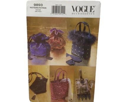 Vogue Pattern Accessories #9893 Vintage Copy 1998 Butterick Company Bah Purse - Image 1 of 4
