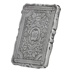 ANTIGUO - Plata Esterlina - Estuche de Tarjeta Grabado en Foliato Frederick Marson - 1882 - Imagen 1 de 3