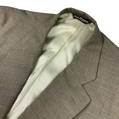 Paul Stuart Men’s 100% Wool 2-Button Blazer Brown/Gray Plaid • 44 L - Image 1 of 4