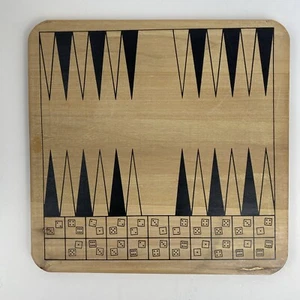 Backgammon Board - Wooden  BOARD ONLY - NO GAME PIECES - 11 inch by 11 inch - Picture 1 of 4