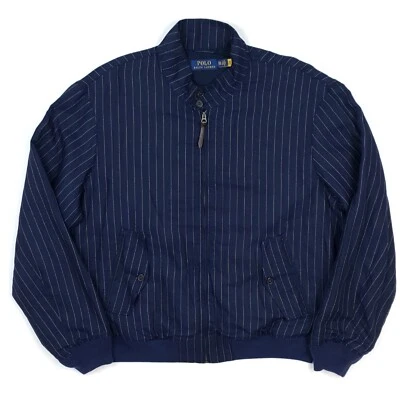Polo Ralph Lauren Linen Harrington Jacket 2XL Striped Navy Blue Bomber Summer - Image 1 of 4