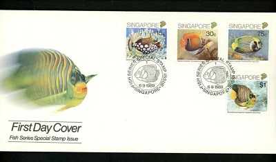 Postal History Singapore FDC #548-551 Marine Life Tropical Fish 1989 - Image 1 of 2