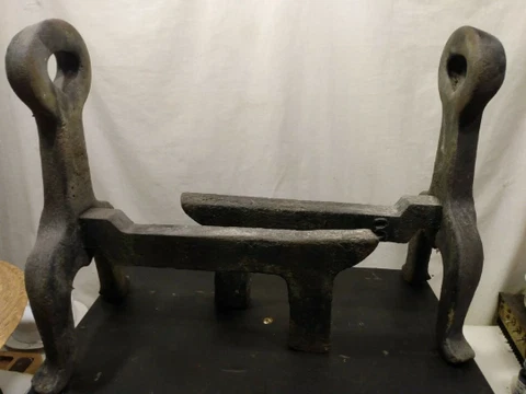Antique Gypsy 3 Cast Iron Heavy Duty Andirons Fire Place Log Holders Cover