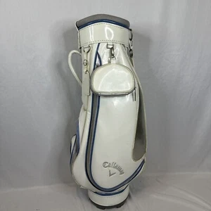 Callaway Golf Cart Bag White Faux Leather 3 Dividers Cart W/ Rain Cover -Read - Picture 1 of 17