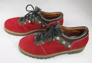 Josef Seibel Vintage Red Suede Leather Lace-Up br Lug Sole Hiking Boot 40 - Picture 1 of 9
