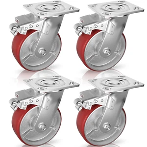 Heavy Duty 150mm Locking Castor Wheels Set of 4 - 2268kg Capacity - Picture 1 of 8