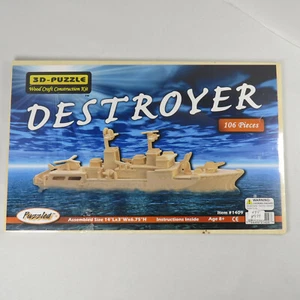 Puzzled 3D Puzzle DESTROYER Battleship Gun Wood USA Safety Standard Game Fun NEW - Picture 1 of 8
