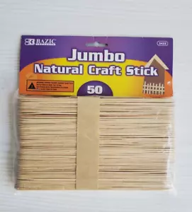 50 palitos de paletas jumbo de madera de 6"" x 3/4"" palos artesanales de madera arte escolar NUEVO - Imagen 1 de 2