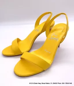 Christian Louboutin O Marylin Leather Yellow Strappy Heel Sandal EU 36 US 6 - Picture 1 of 11