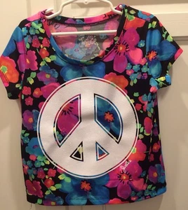 JUSTICE Sz 10 Girls Flowered Top Shirt - Picture 1 of 3