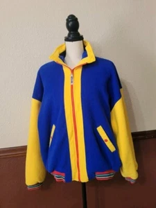 Vtg 80's Gitano Fleece Bomber Jacket Color Block Movie Costume Prop Retro Coat - Picture 1 of 21