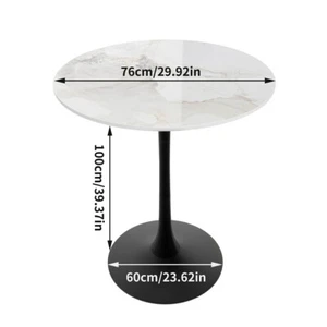 39.4" H Bar Table Height Kitchen Breakfast Table Marble Top Heavy Metal Pedestal - Picture 1 of 22