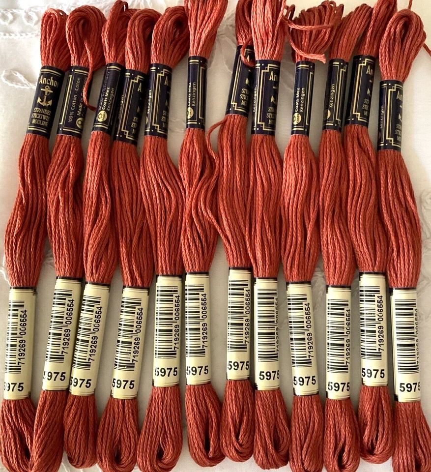 Anchor Stranded Sticktwist Mouline Cotton Floss Lot of 12 Assorted Reds #5975 - Image 1 of 3