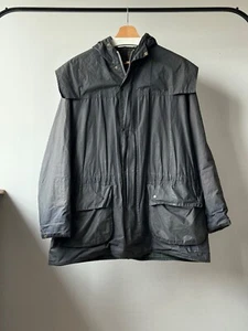 Vintage Barbour A6 Lined Durham Waxed Cotton Hooded Jacket Size C40 / 102 CM - Picture 1 of 24