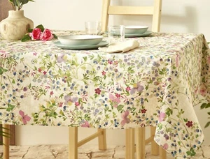 LUANA WILDFLOWERS 98" X 59" Rectangle Acrylic Coated Wipeable French Tablecloths - Picture 1 of 7