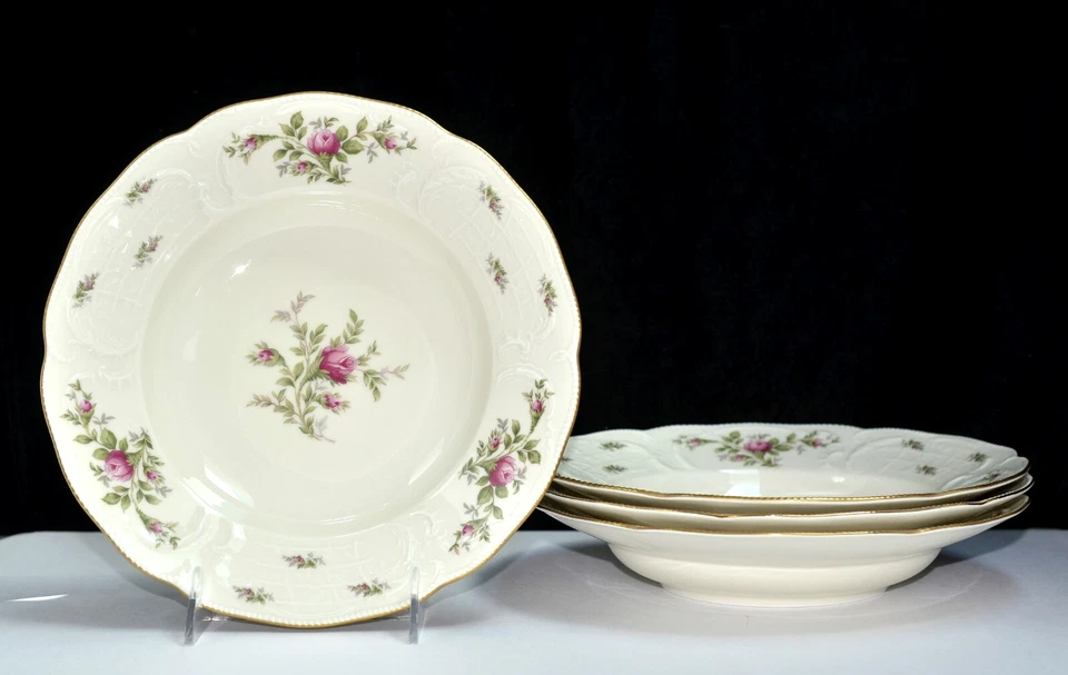 Rosenthal Classic Rose Sanssouci 4 TIGELAS DE SOPA Marfim 9 1/4" Ouro Floral NÃO USADO - Imagem 1 de 4