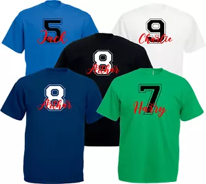 T-shirt compleanno personalizzata, ragazzo, ragazza età e nome, maglietta unisex top - Foto 1 di 14