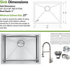 Stainless Steel 23" Single Bowl Undermount Drop In Small Kitchen Sink Bar Sink
