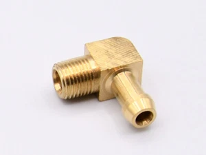 8mm Anschlussnippel 1/8" NPT - 90° Messing Ladedruck Turbolader T2 T25 T3 T4 - Bild 1 von 3