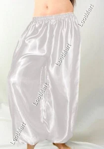 Danza del Vientre Blanco Satén Harén Yoga Pantalones Disfraz Tribal Pantalones Genio - Imagen 1 de 28