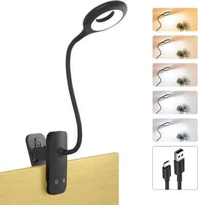 Clip on Reading Light for Bed Headboard, Battery Rechargeable Large Clamp Bed La - Picture 1 of 7