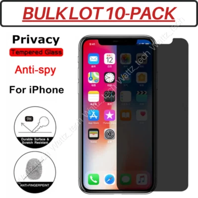 10X Privacy Tempered Glass for iPhone 14 13 12 11 Pro Max X Screen Protector LOT - Image 1 of 4