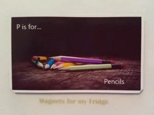 ALFABETO DE APRENDIZAJE INFANTIL 'P es para lápices' IMÁN NEVERA - M748 F - Imagen 1 de 1