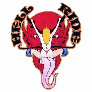 JUMBO BORDOIDERED GIRL RIDING ON DEVILS TONGUE - HELL RIDE 9 INCH JACKET PATCH - Imagen 1 de 1